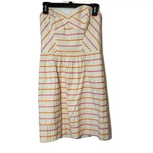 Shoshanna Strapless Tube Mini Dress Womens Size 4 Sweetheart Neck Orange Striped